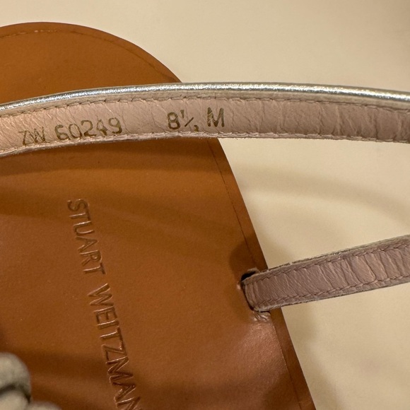 Stuart Weitzman Seaside Silver Metallic Leather Gladiator Sandals Size 8.5 - Picture 14 of 14